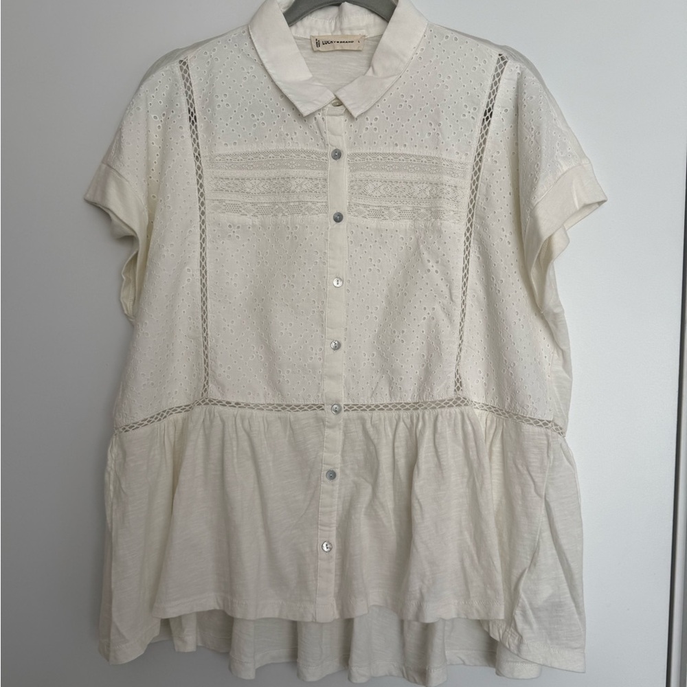Lucky Brand Cream Button-Up Top